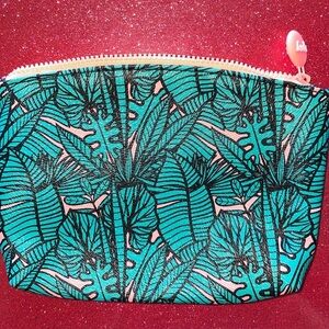4/$10 Ipsy Glam Bag New Unused July 2019 TROPICAL Palm Teal Green Pink Zip Bag